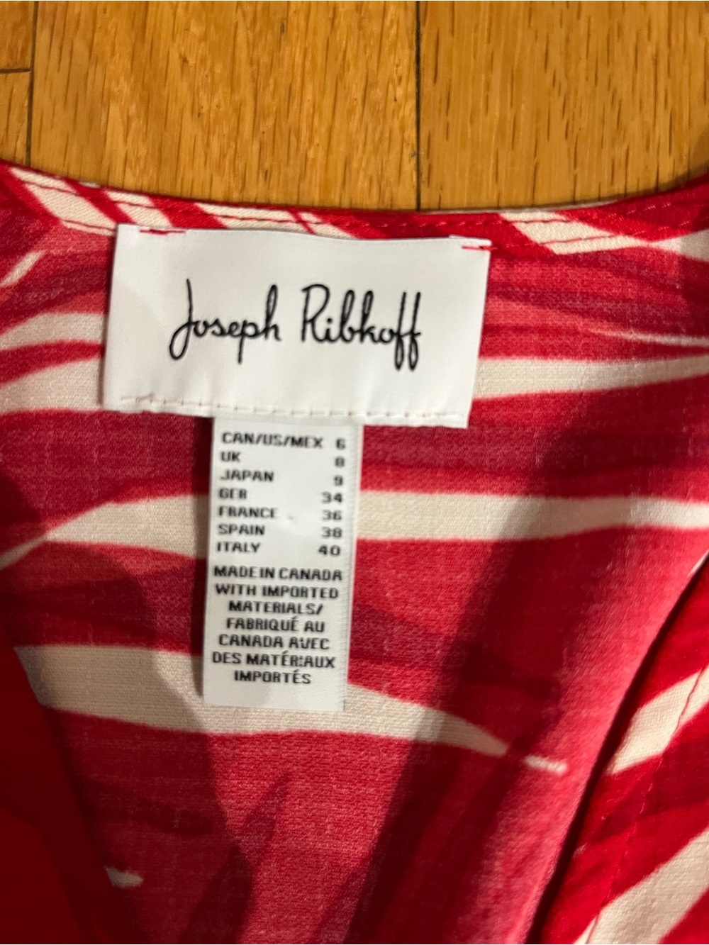 Joseph Ribkoff Red and White Palm-Print Midi Dress - Picture 10 of 11